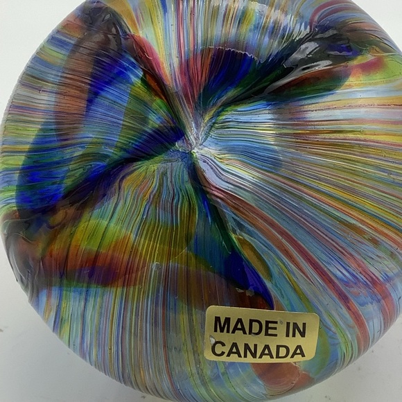 Multicolor Striped Glass Bulb Shaped Vase Made in Canada - Picture 9 of 11